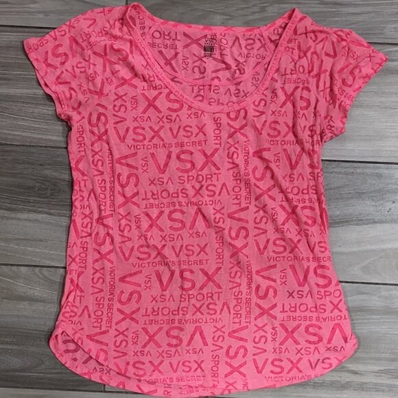 Victoria's Secret Tops - 🧡 Victoria's Secret Sport Sheer Pink Velour Tee
